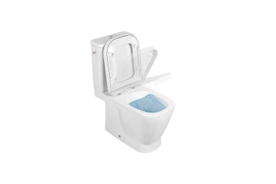 Look pack HO close coupled toilet with Rimflush, cistern with side water supply and toilet seat