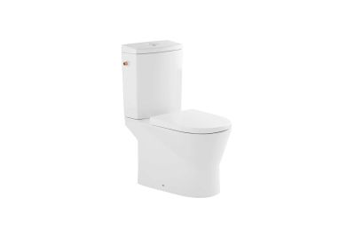 Urb.y 65 HO close coupled toilet with Rimflush, cistern with side water supply and toilet seat