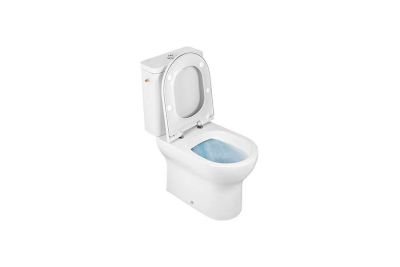 Winner HO close coupled toilet with Rimflush, cistern with side water supply and toilet seat