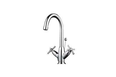 Rimini basin mixer with ceramic disk cartridge and waste