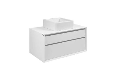 View 2-drawer vanity unit with lighting for basin w/o tap hole