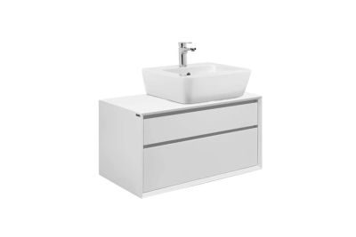 View 2-drawer vanity unit with lighting for basin with tap hole